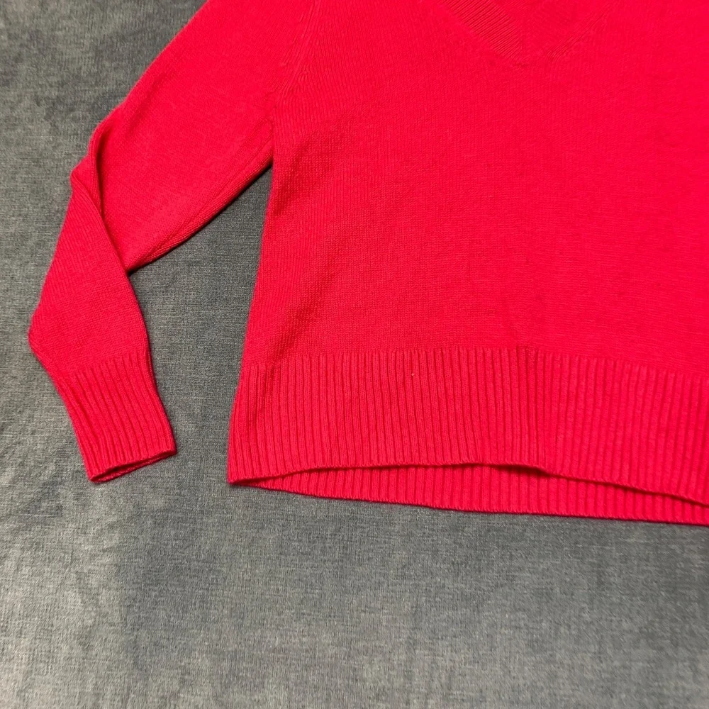 Banana Republic Sweater Womens XS Red V-Neck Ribbed Hem Long Sleeve Pullover